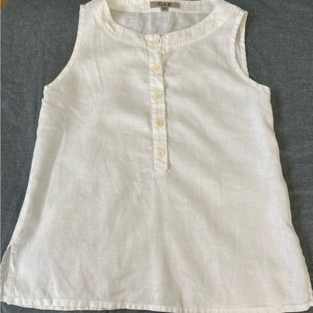 Flax white linen tank size small